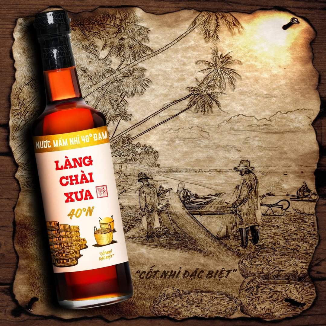 Nước mắm Làng Chài Xưa nhãn vàng chai thủy tinh 500ml